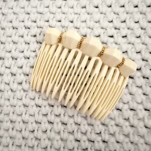 Alexandre de Paris Ivory Cream Gold Chain Accent Geometric Side Hair Comb Single